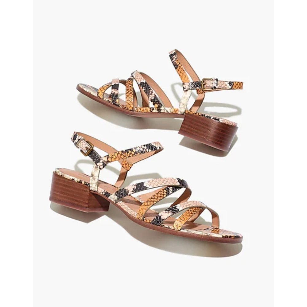 Madewell The Lori Sandal in Snake Embossed Leather Size 7.5